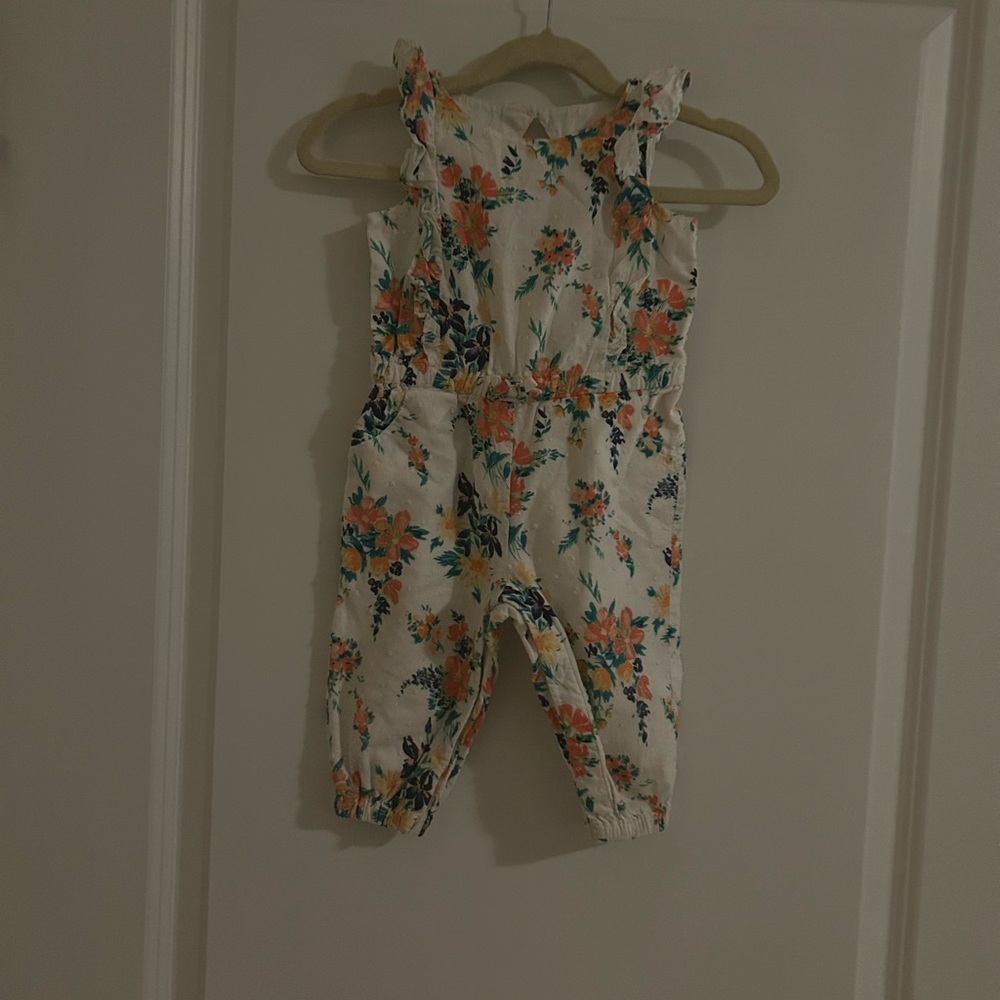Janie and Jack Floral Kids Romper - White and Orange